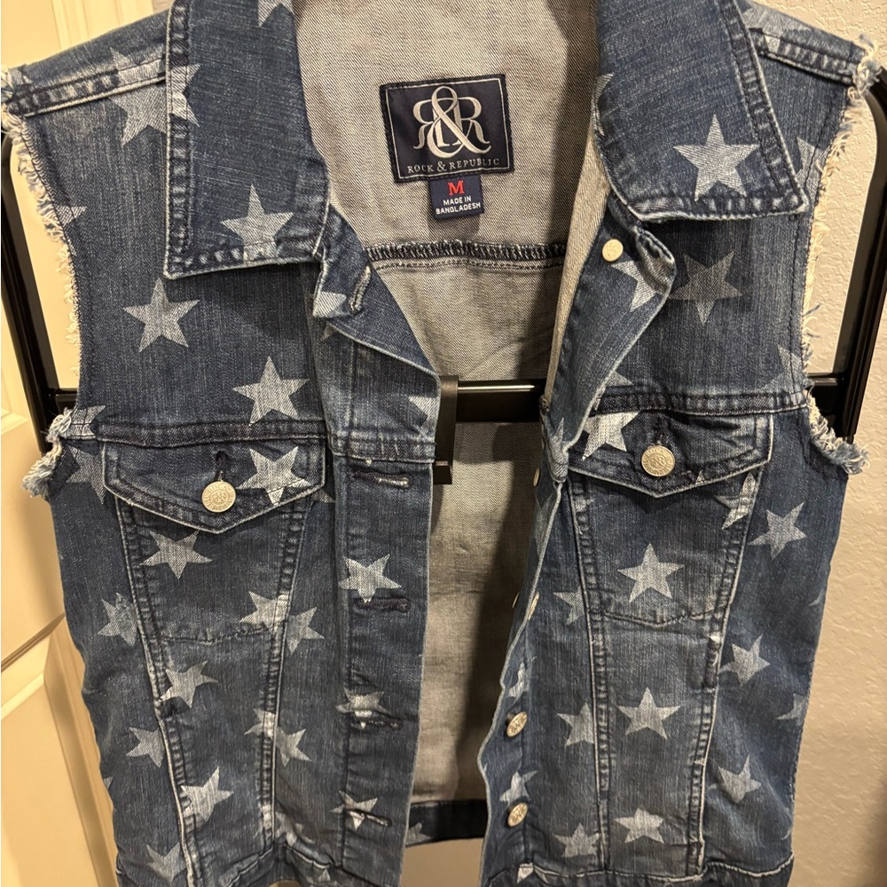 Rock & Republic Denim Vest with Star Design